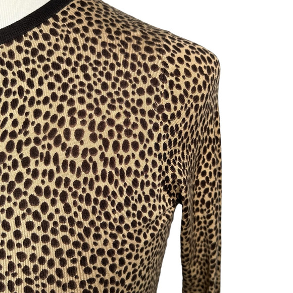 Saks Fifth Avenue Real Clothes Cardigan Women’s XS Animal Print Beige Silk Blend - Picture 4 of 9